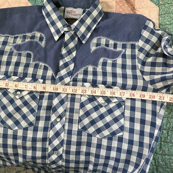 Vintage Kenny Rogers Western Collection by Karman Gingham Pearl Snap Roper Shirt - Picture 6 of 7
